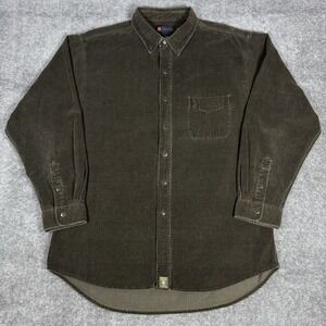 VTG Industrial Exchange Shirt Men's XL Brown Corduroy Long Sleeve‎ Button Up